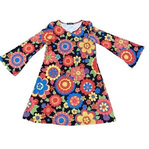 Deerose Women's Retro 70's Mod Dress Flower Power Size Medium Funky
